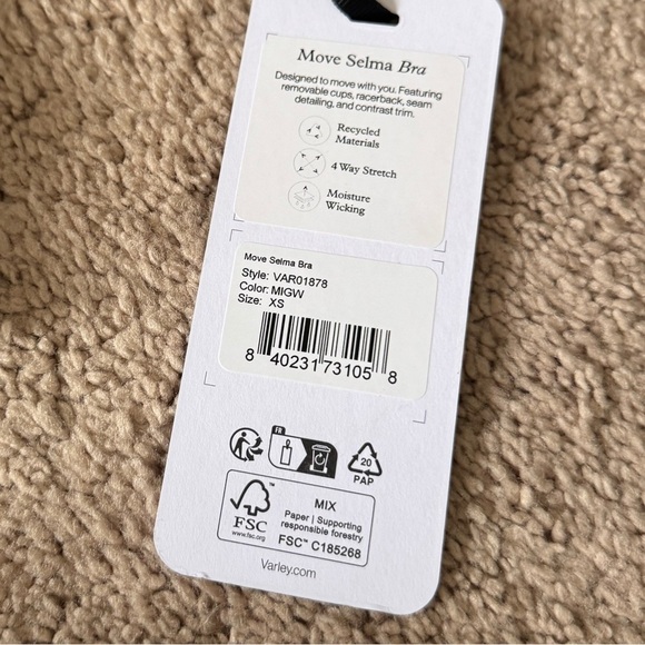 Varley- NWT Sage Green and White Sports Bra and Mini Skirt Matching Workout Set - Picture 6 of 6